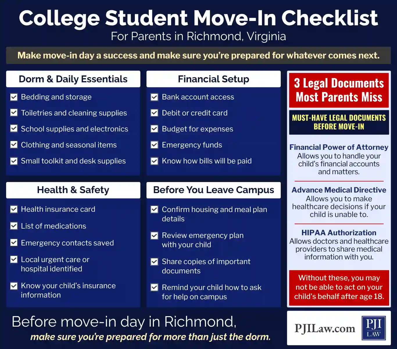 College Student Move-In Checklist